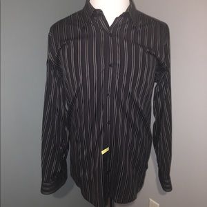 XL Express black/brown/white knit dress shirt